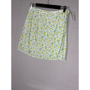VINTAGE 90s Gap Wrap Skirt Womens M White Floral Rayon Ditsy Print